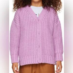 TINYCOTTONS Kids Purple Solid knit Cardigan 6